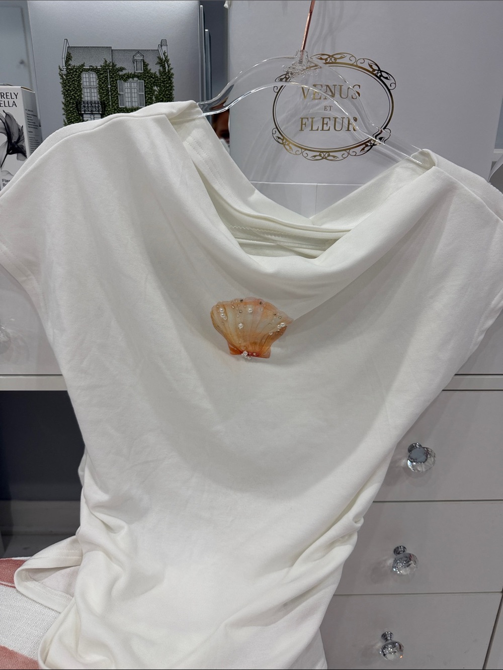 Chicwish Cream Draped Top with Shell Applique